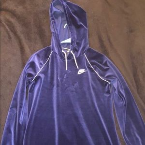 Blue velour sweater dress